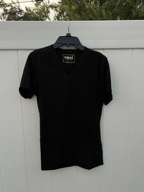 Revel Stretch Scrubs Top Black Short Sleeve